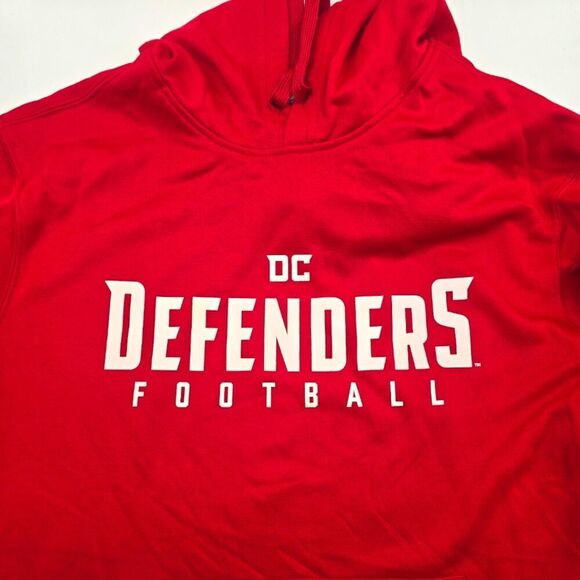 XFL DC Defenders Red Long Sleeve Hoodie Medium Collectible Unisex - Picture 2 of 9